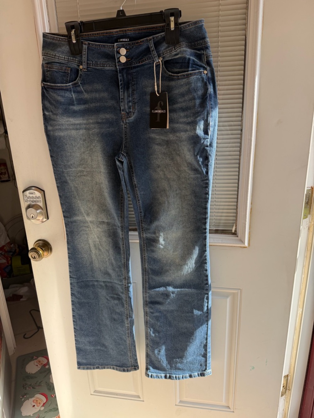 Flamingals Straight-Leg Women's Jeans in Medium Blue Wash XXL 14/16 Confy